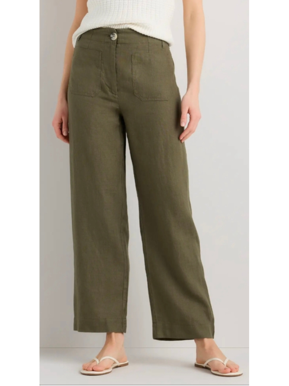 Quince 100% European Linen Patch Pocket Wide Leg Pants Size 0
